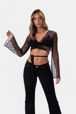 Adika Florally Wrap Sheer Crop Top