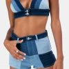 Adika Nixon Color Block Denim Shorts
