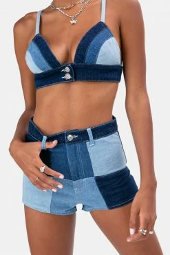 Adika Nixon Color Block Denim Shorts
