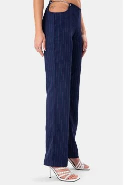 Adika Bixby Chain Detail Pinstripe Pants Clothing