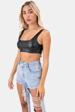 Adika Folson Faux Leather Crop Top