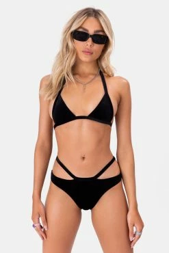 Adika Dustino Velvet Triangle Bikini Top