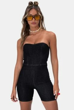 Adika OUTLET Vibe Strapless Denim Biker Romper