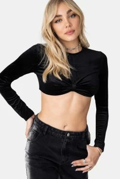 Adika OUTLET Bowtie Velvet Crop Top