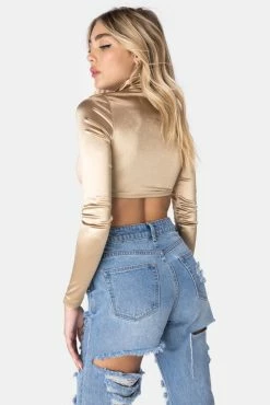 Flash Sale ❤️ Adika Lordly Satin-Finish Cropped Top OUTLET 🥰 8 Adika Lordly Satin-Finish Cropped Top OUTLET