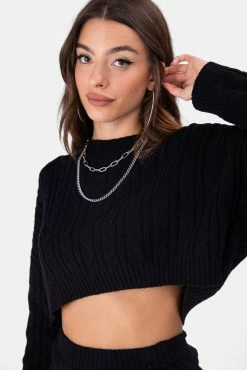 Adika OUTLET Script Cable Knit Cropped Sweater