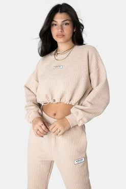 Adika DARLING Waffle-Knit Cropped Sweatshirt