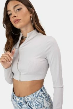 Adika Whiz Front Zip Ribbed Top