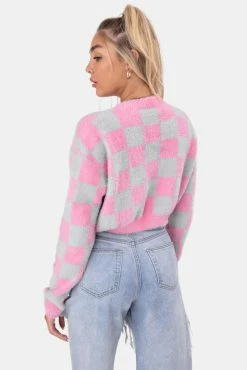 Adika OUTLET Squares Faux Fur Cropped Sweater