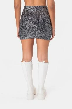Adika Ian Drape-Detail Sequin Mini Skirt