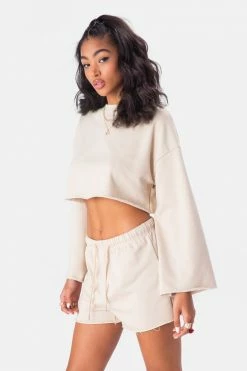 Adika Munro Bell-Sleeves Cropped Sweatshirt Clothing
