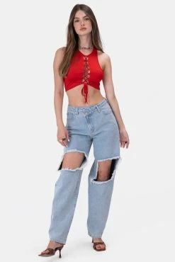 Adika Cyber Lace-Up Crop Top