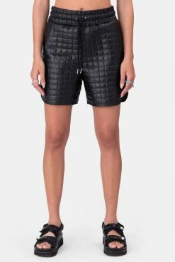 Adika Waffle Longline Faux Leather Shorts Clothing