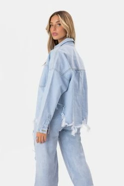 Adika Clothing Rolling Fringed-Hem Denim Jacket