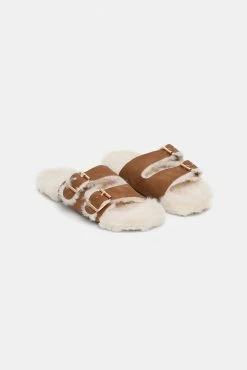 Adika Davy Faux-Fur Footbed Sliders