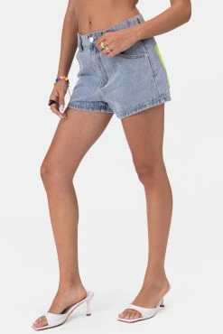 Adika OUTLET Fluro Neon-Pockets Denim Shorts