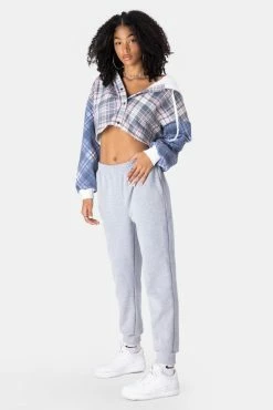 Adika Pie Hooded Cropped Button Down Shirt OUTLET