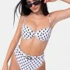 Adika Dotix High Waist Shirred Bikini Bottom