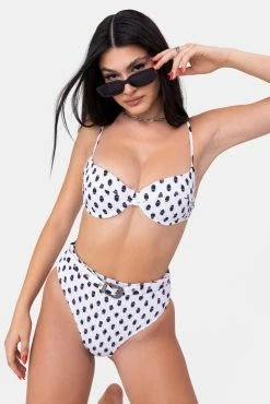 Adika Dotix High Waist Shirred Bikini Bottom