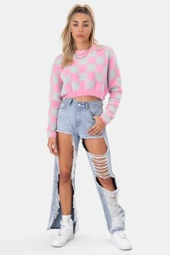 Adika OUTLET Squares Faux Fur Cropped Sweater
