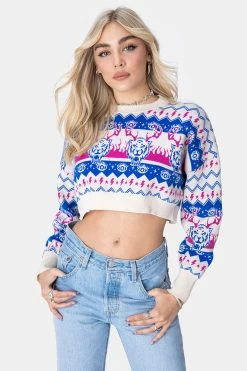 Adika Festive Cropped Knit Sweater