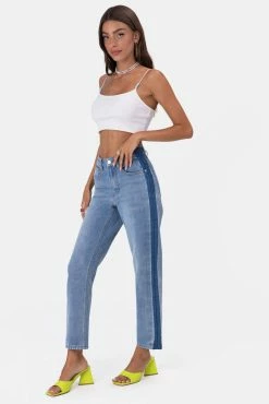 Adika Capri Contrast Side-Stripe Jeans | MOM OUTLET