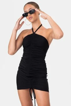 Adika Nelson Ruched Halter Mini Dress Clothing