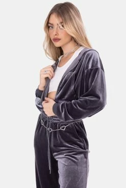 Adika Gambino Zip-Up Velvet Top Y2K Fever