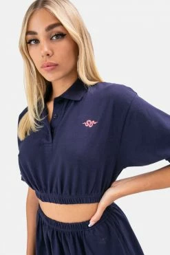 Adika OUTLET Snake Embroidery Cropped Polo Shirt