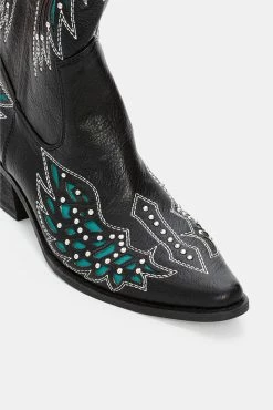 Adika Westly Embellished Faux Leather Boots Shoes