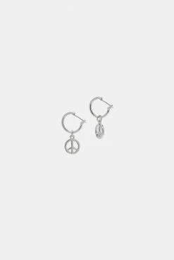 Adika Accessories Peace-Out Charmed Hoop Earrings