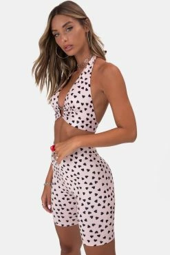 Adika Heartsy Backless Halter Crop Top