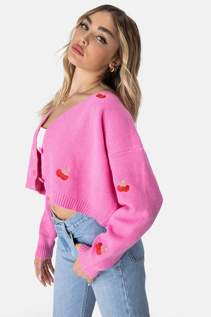 Buy ⭐ Adika Y2K Fever Cherry Bomb Cropped Cardigan ❤️ 3 Adika Y2K Fever Cherry Bomb Cropped Cardigan
