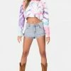 Adika Brook Tie-Dye Cropped Knit Sweater OUTLET