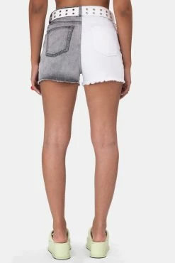 Adika Mono Color-block Denim Shorts