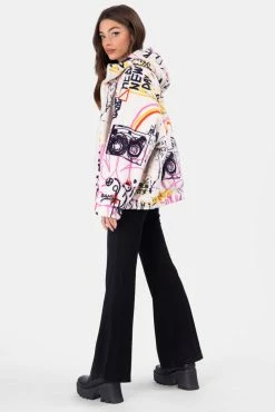 Adika Scribs Graffiti Faux Fur Jacket