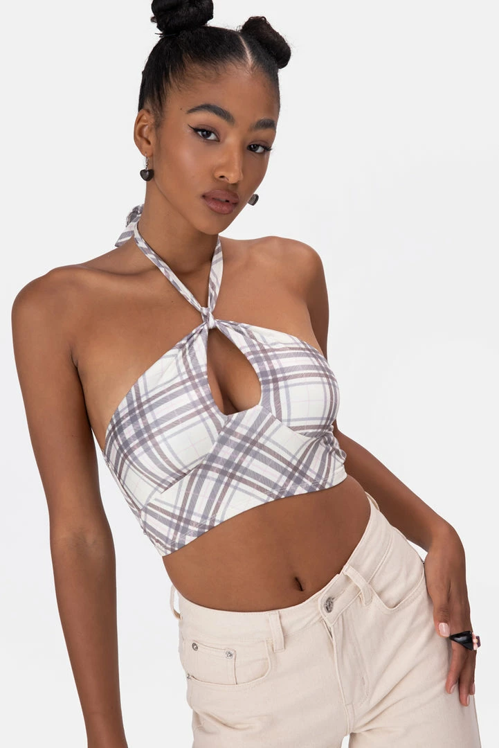Cheap 🎁 Adika Craig Plaid Halter Crop Top Clothing 🌟 1 Adika Craig Plaid Halter Crop Top Clothing