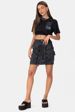 Adika FILA // Cargo Pockets Nylon Mini Skirt