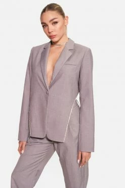 Adika Chapman Backless Rhinestone-Outline Blazer Clothing