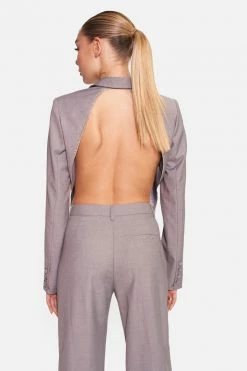 Adika Chapman Backless Rhinestone-Outline Blazer Clothing