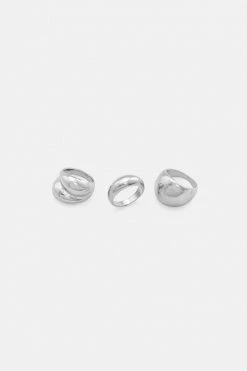 Adika Accessories Silverstone 3-Pack Chunky Ring Set
