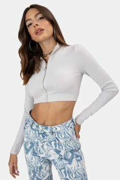 Adika Whiz Front Zip Ribbed Top