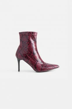 Adika Snake Faux Leather Stiletto Booties