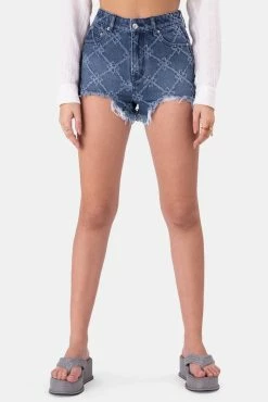 Adika OUTLET Adorn Textured Pattern Denim Shorts