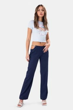 Adika Bixby Chain Detail Pinstripe Pants Clothing