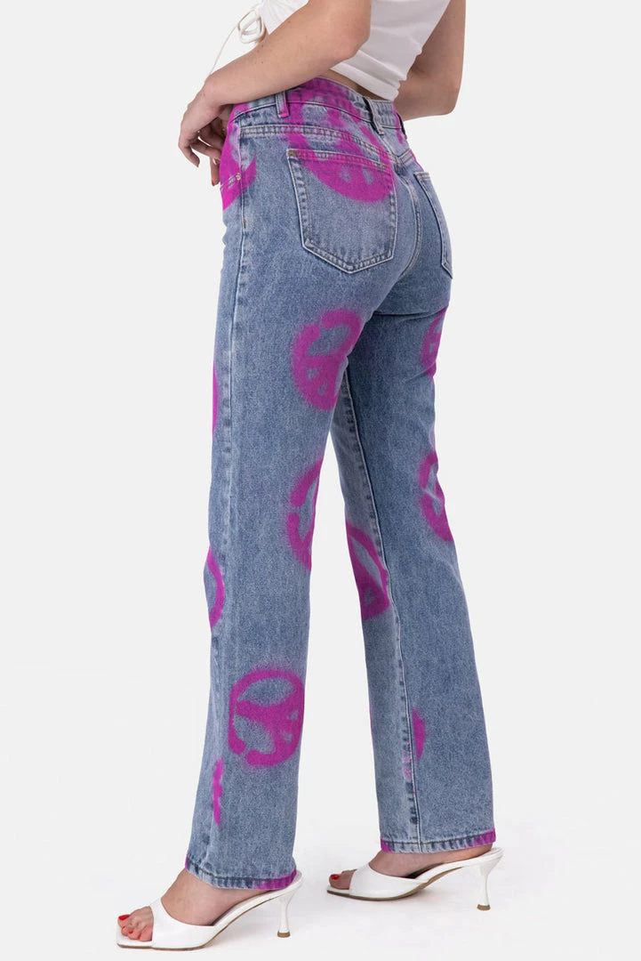 Coupon 👍 Adika Peace-Out Graffiti Print 👖 Jeans | STRAIGHT Clothing 👏 4 Adika Peace-Out Graffiti Print Jeans | STRAIGHT Clothing