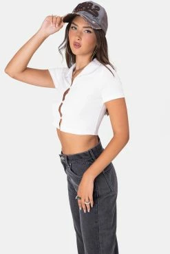 Adika Muffin Button-Down Crop Top