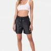 Adika Waffle Longline Faux Leather Shorts Clothing