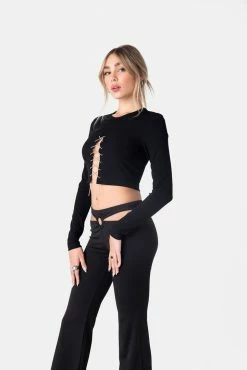 Adika Glory Rhinestone Lace-Up Crop Top