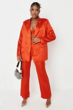 Adika MISSGUIDED // Oversized Satin-Finish Blazer Coats & Jackets